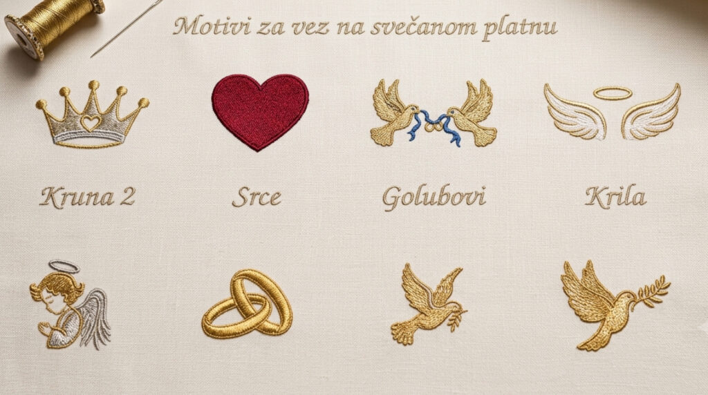 Motivi za vez na svečanom platnu: krst, anđeli, golubovi i šta znače